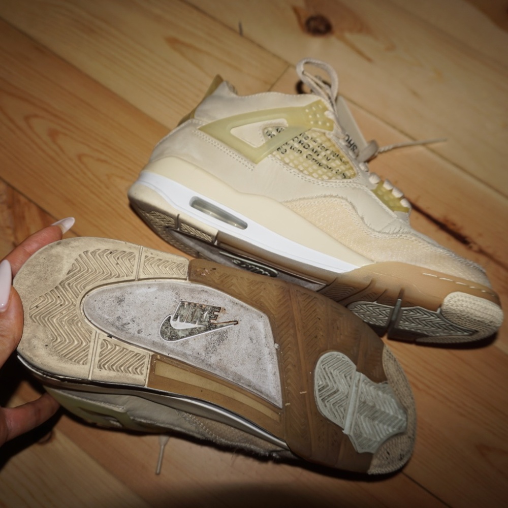 OFF-WHITE X AIR JORDAN 4 SP 'SAIL' – SIZE US 7.5 (mens) - Picture 4 of 7